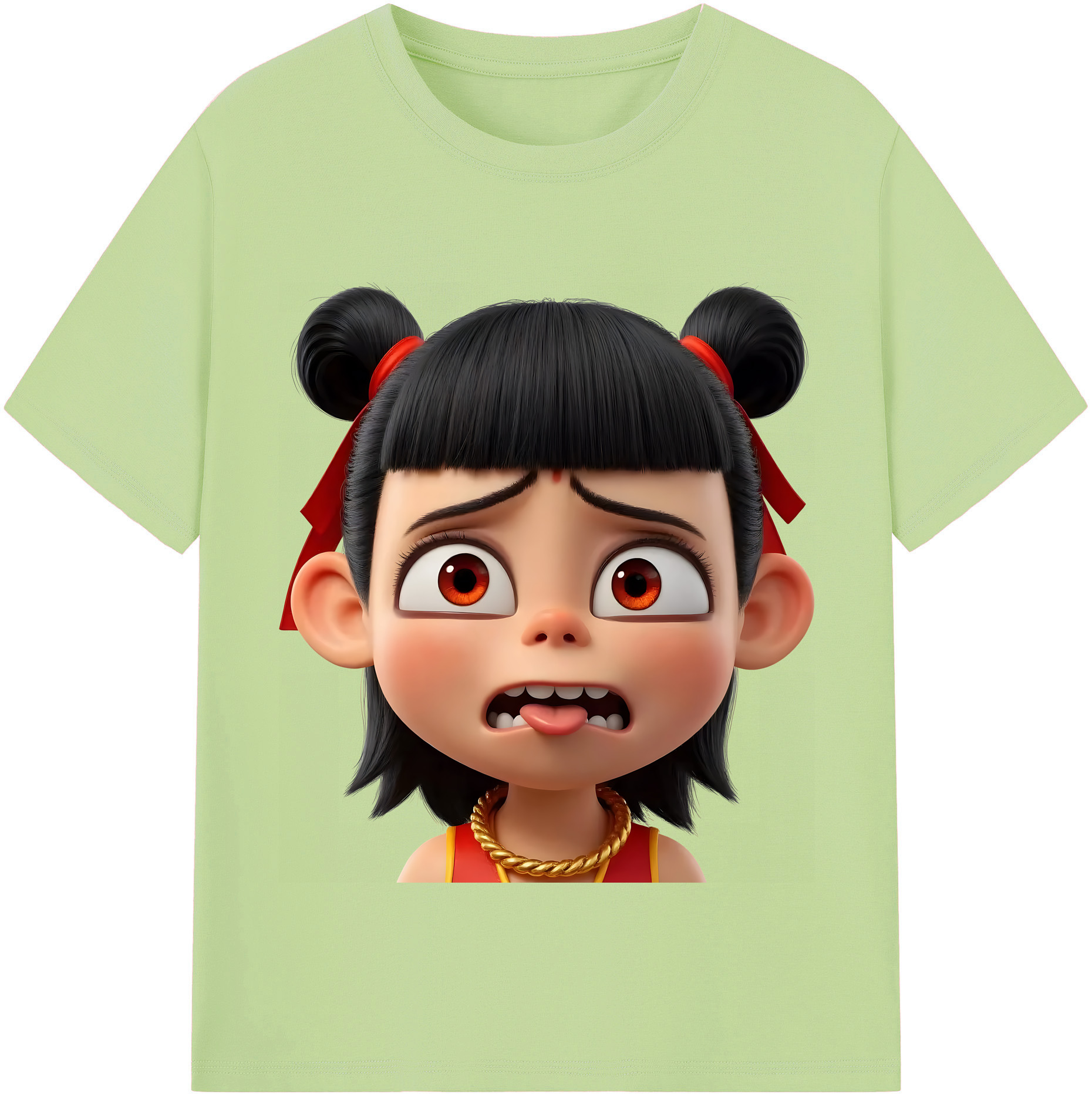 （画像用） Ne Zha 2 ナタ 魔童の大暴れ 綿100％半袖Tシャツ（フロントプリント）